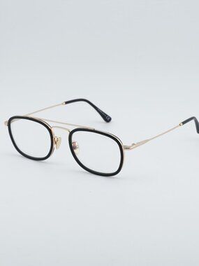 Tom Ford FT5677-F-B 001 Eyeglasses Black/Gold 50mm Square Frame